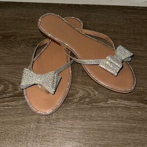 Silver bow Sandals